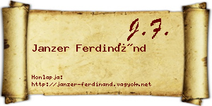 Janzer Ferdinánd névjegykártya